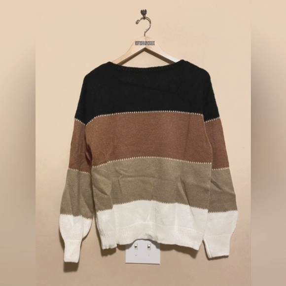 #4075 Color Block Drop Shoulder Sweater Top - Picture 16 of 17